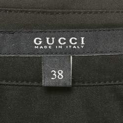 Pre Owned Gucci Black Cotton Blend Drawstring Detail Shirt S
