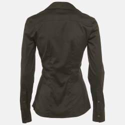 Pre Owned Gucci Black Cotton Blend Drawstring Detail Shirt S