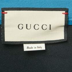 Pre Owned Gucci Blue Hem Print Silk Blend Pencil Skirt M