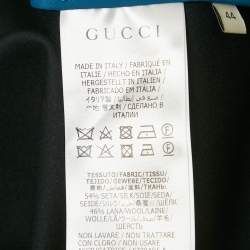 Pre Owned Gucci Blue Hem Print Silk Blend Pencil Skirt M