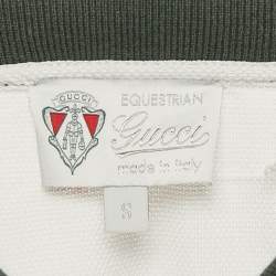مملوكة مسبقًا Gucci Equestrian White Polyester Contrast Collar Polo T-Shirt S