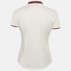 مملوكة مسبقًا Gucci Equestrian White Polyester Contrast Collar Polo T-Shirt S
