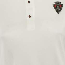 مملوكة مسبقًا Gucci Equestrian White Polyester Contrast Collar Polo T-Shirt S