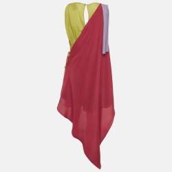 مملوكة مسبقًا فستان غوتشي ميني حرير متعدد الألوان بطبقات مقاس متوسط (ميديم)