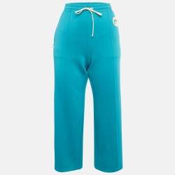 Pre Owned Gucci Teal Blue Jersey Track Pants M