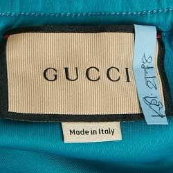 Pre Owned Gucci Teal Blue Jersey Track Pants M