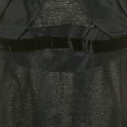 Pre Owned Gucci Black Velvet Trim Cotton Top XS