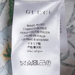 Pre Owned فستان غوتشي قصير غير متماثل الكتان بطبعة زهور متعددة الألوان مقاس صغير - سمول