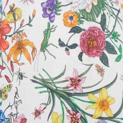 Pre Owned فستان غوتشي قصير غير متماثل الكتان بطبعة زهور متعددة الألوان مقاس صغير - سمول