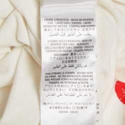 Pre Owned تي شيرت غوتشي قطن بطبعة غرافيك كريم فضفاض المقاس صغير - سمول