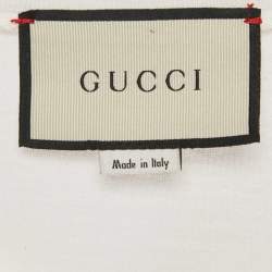 Pre Owned تي شيرت غوتشي قطن بطبعة غرافيك كريم فضفاض المقاس صغير - سمول