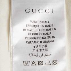 Pre Owned تي شيرت غوتشي قطن بطبعة غرافيك كريم فضفاض المقاس صغير - سمول