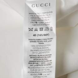 مملوكة مسبقًا تونيك غوتشي قطني أبيض بتفاصيل حلقة حصان مقاس صغير