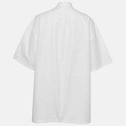 مملوكة مسبقًا تونيك غوتشي قطني أبيض بتفاصيل حلقة حصان مقاس صغير