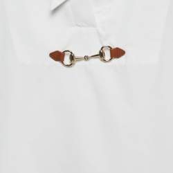 مملوكة مسبقًا تونيك غوتشي قطني أبيض بتفاصيل حلقة حصان مقاس صغير