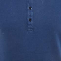 Pre Owned Gucci Navy Blue Logo Printed Cotton Knit T-Shirt M