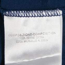 Pre Owned Gucci Navy Blue Logo Printed Cotton Knit T-Shirt M