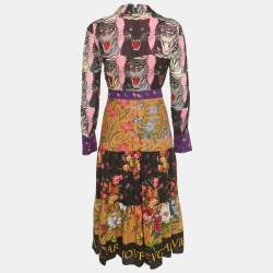 Pre Owned Gucci Multicolor Printed Silk Midi Dress S