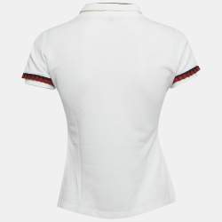 مملوكة مسبقًا Gucci White Cotton Pique Polo T-Shirt XS