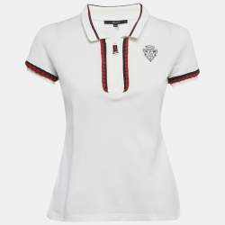 مملوكة مسبقًا Gucci White Cotton Pique Polo T-Shirt XS