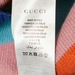 مملوكة مسبقًا Gucci Multicolor Striped Wool Big Cat Sequin Sweater L