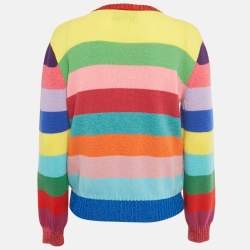مملوكة مسبقًا Gucci Multicolor Striped Wool Big Cat Sequin Sweater L