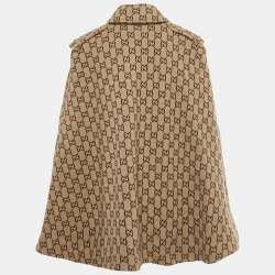 Pre Owned Gucci Brown GG Wool Cape M