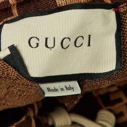 مملوكة مسبقًا بنطلون جوجي بنقشة مونوغرام بُني بخط جانبي وتفاصيل زينة مقاس صغير (سمول)