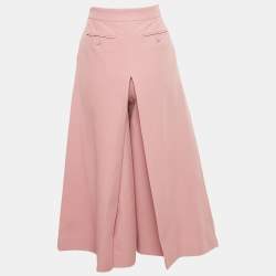 مملوكة مسبقًا بنطلون كولوت غوتشي مثني قماش كريب زهري مقاس متوسط (ميديوم)