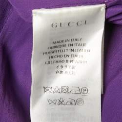 مملوكة مسبقًا فستان قميص غوتشي حافة مزينة ساتان دانتيل قطن بنفسجي مقاس صغير جداً (اكس سمول)