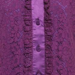 مملوكة مسبقًا فستان قميص غوتشي حافة مزينة ساتان دانتيل قطن بنفسجي مقاس صغير جداً (اكس سمول)