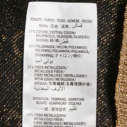 Pre Owned Gucci Navy Blue GG Lamé Cotton Knit Top L