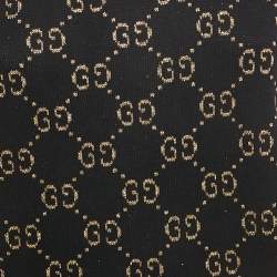 Pre Owned Gucci Navy Blue GG Lamé Cotton Knit Top L