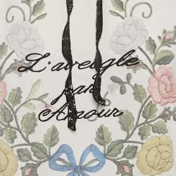 مملوكة مسبقًا Gucci White Floral Print Jersey Sequin Collar Top M