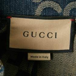 Pre Owned Gucci Blue Jumbo GG Jacquard Denim Pleated Shorts XS/Waist 24"