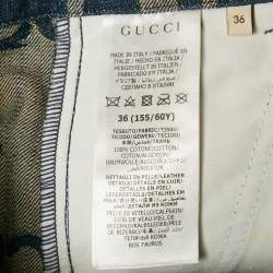 Pre Owned Gucci Blue Jumbo GG Jacquard Denim Pleated Shorts XS/Waist 24"