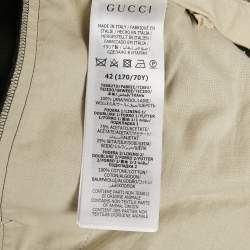 Pre Owned بنطلون غوتشي صوف رمادي فحمي بنقشة GG مقاس متوسط - ميديم