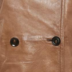 Pre Owned Gucci Brown Leather Double Breasted Trench Coat S