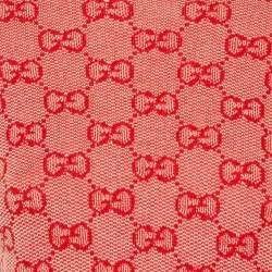 Pre Owned Gucci Red GG Jacquard Wool & Cotton Crew Neck Top S