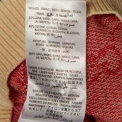 Pre Owned Gucci Red GG Jacquard Wool & Cotton Crew Neck Top S