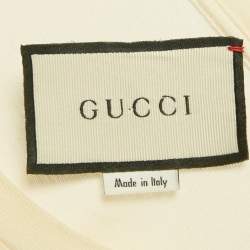 مملوكة مسبقًا Gucci Cream Embellished Logo Jersey Oversized T-Shirt S