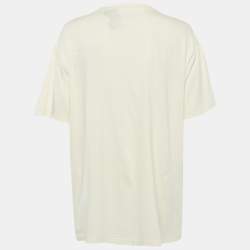 مملوكة مسبقًا Gucci Cream Embellished Logo Jersey Oversized T-Shirt S