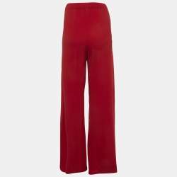 مملوكة مسبقًا بنطلون غوتشي كريب أحمر بواسع مقاس وسط