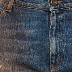 Pre Owned بنطلون جينز مقاس واسع غووتشي جينز دينم أزرق بتطريز التنين حجم 34 بوصة على الخصر