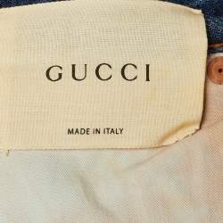 Pre Owned بنطلون جينز مقاس واسع غووتشي جينز دينم أزرق بتطريز التنين حجم 34 بوصة على الخصر