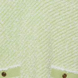 Pre Owned Gucci Green Cotton Boucle V-Neck Polo Top M