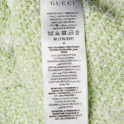 Pre Owned Gucci Green Cotton Boucle V-Neck Polo Top M