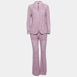 Pre Owned Gucci Lace Pink Lace Tailored Pants Suit S