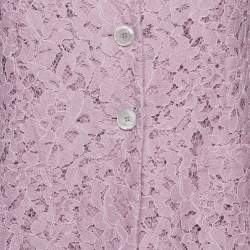 Pre Owned بدلة غوتشي دانتيل وردي مفصلة بنطال مقاس صغير