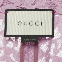 Pre Owned بدلة غوتشي دانتيل وردي مفصلة بنطال مقاس صغير